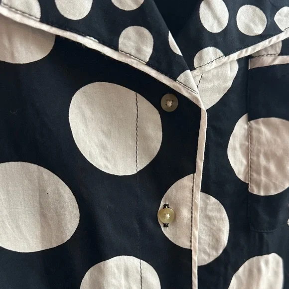 Anthropologie Black and White Polka Dot Button Down Shirt - Picture 4 of 6
